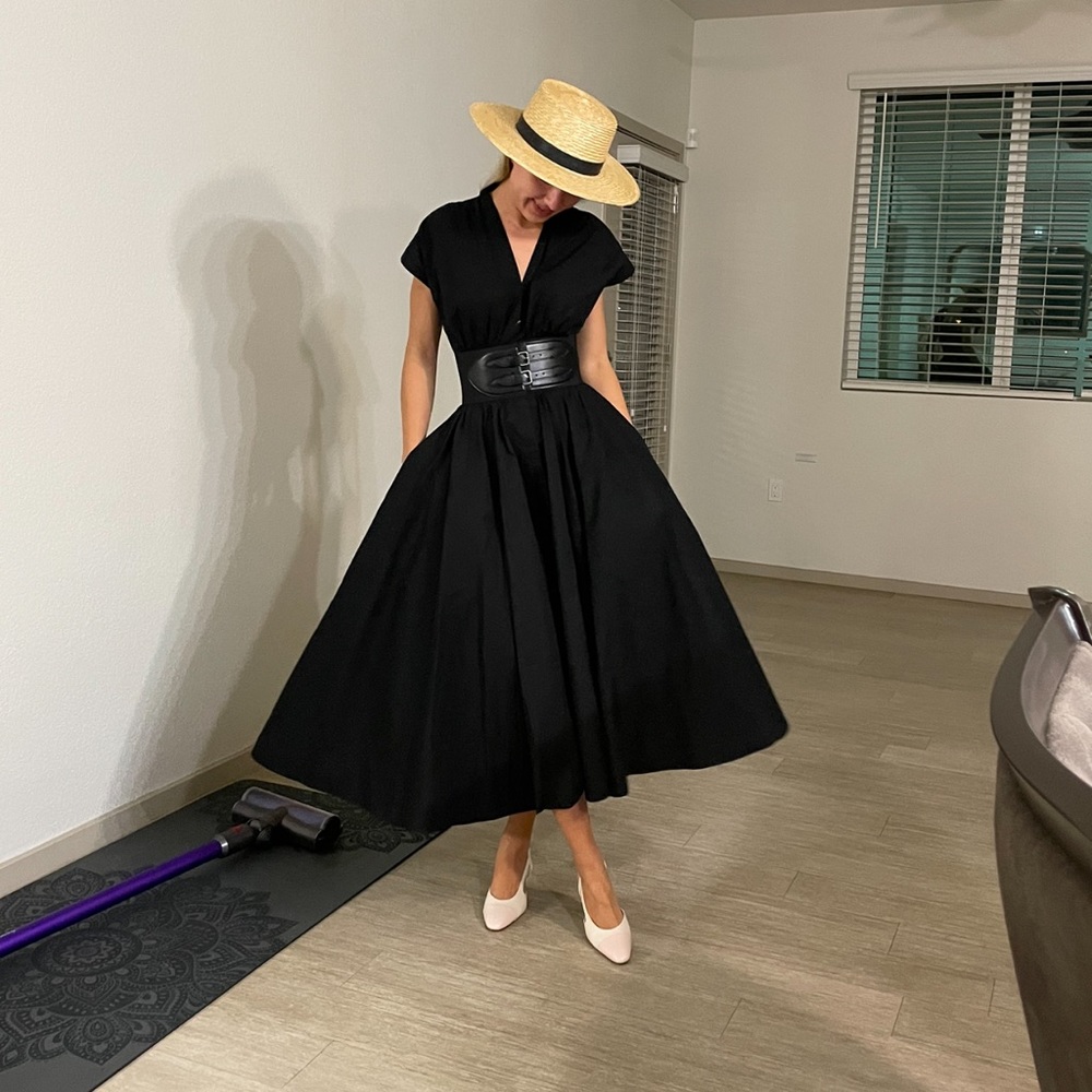 ALAIA BELTED MIDI JAPANESE POPLIN DRESS - Picture 15 of 16